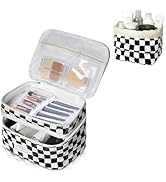Gosect Makeup Bag, Quilted Cosmetic Bag Set, Drawstring Makeup Bag with Canvas Lining, Large Flor...