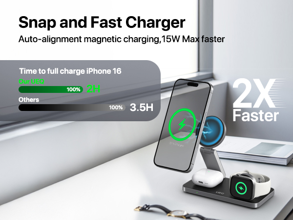 foldable 3 in 1 magnetic wireless charging station