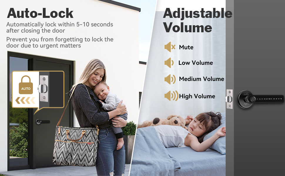 auto-lock and adjustable volume