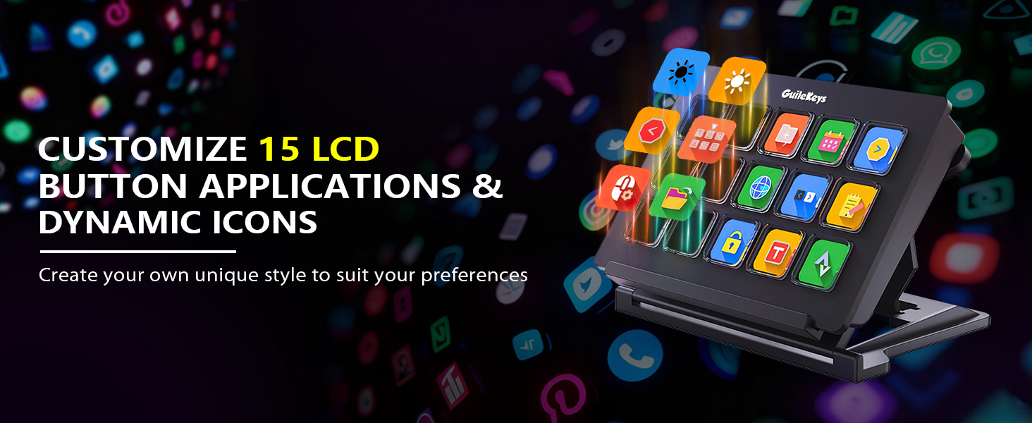 Stream Controller, Stream Deck with 15 Macro Keys Customizable, Gaming Macro Keypad