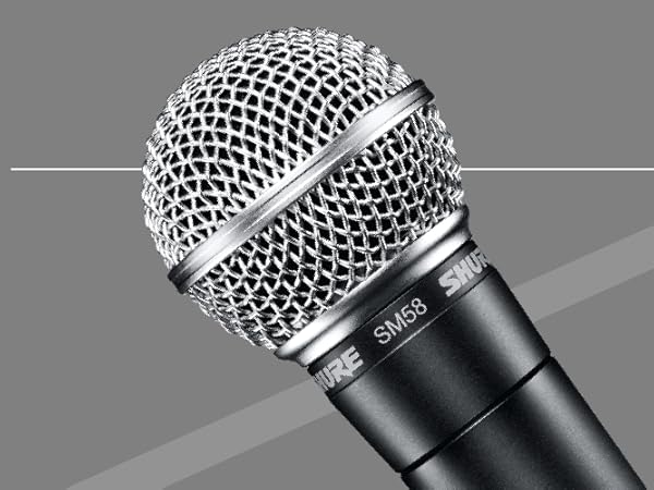 Shure SM58 Cardioid Dynamic Vocal Microphone with Pneumatic Shock Mount, Spherical Mesh Grille