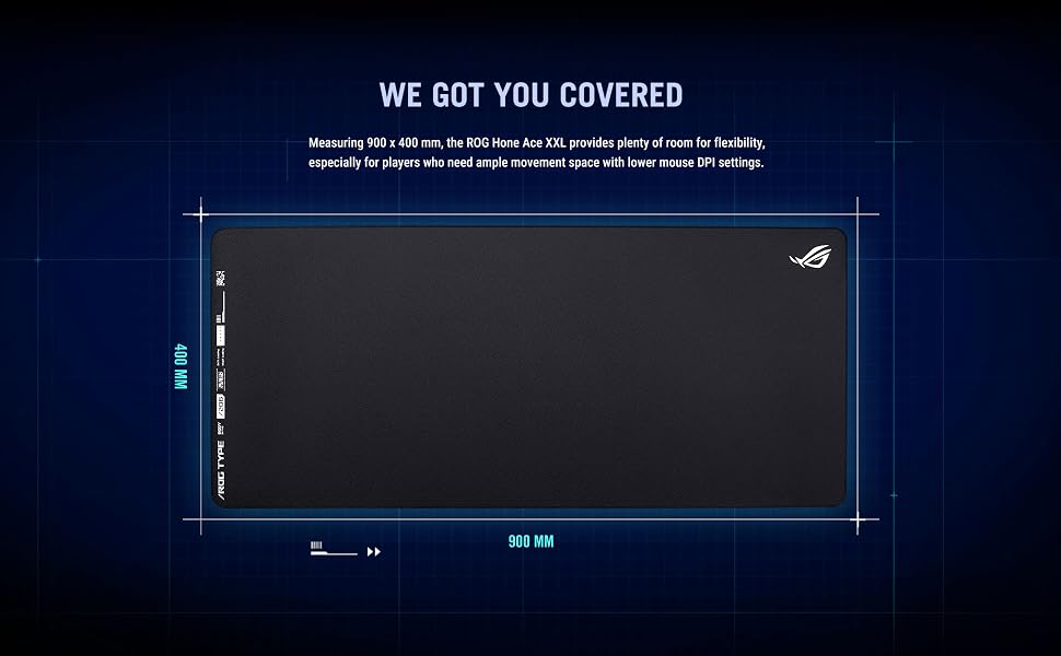 ASUS ROG Hone Ace XXL Gaming Mouse Pad, High-Density Memory Foam Base, Hybrid Cloth Material