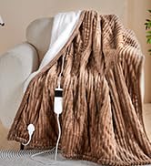 Qieryun Heated Blanket Electric Throw, Soft Flannel Heating Blanket with 8 Hours Auto Off 10 Fast...