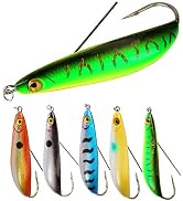 AMHDV Lures Fishing Spoon Weedless Minnow Hard Bait Rattling Saltwater Freshwater Baits (Pack of 5)