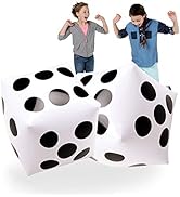 20" Jumbo Inflatable Dice 2 PCS by Novelty Place, 20 Inch White and Black Giant Dice for Indoor a...