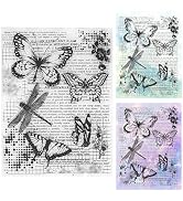 UCEC Retro Butterfly Vintage Stamps for Crafting, Clear Stamps for Card Making, Silicone Clear Tr...