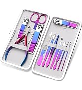ANRUI Manicure Kit Nail Clippers Set Pedicure Kit, 12 Pieces Professional Grooming Kit, Stainless...