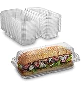 MT Products Clear Containers For Food - Plastic Hoagie or Sub Sandwich Loaf Container 8 inch with...