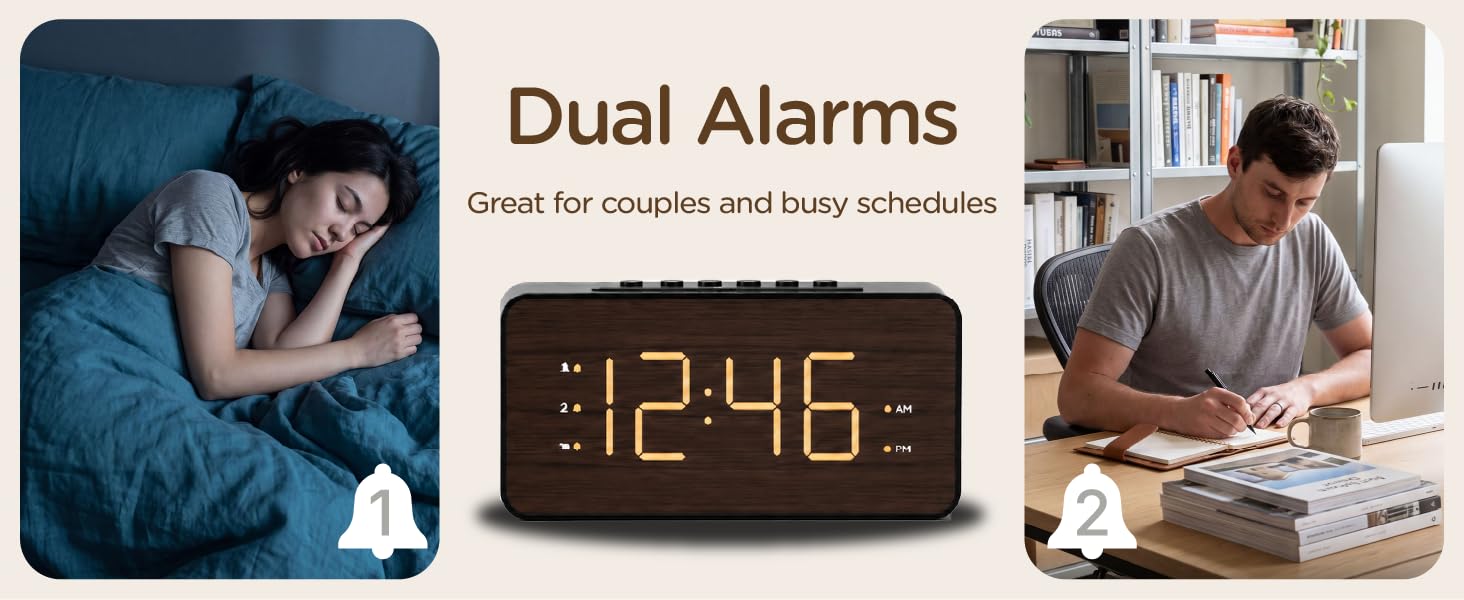 dual alarm bedside clock