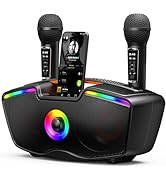 SORDA Bluetooth Karaoke Machine for Adults &amp; Kids, 80W Portable Speaker with 2 Wireless Microphon...