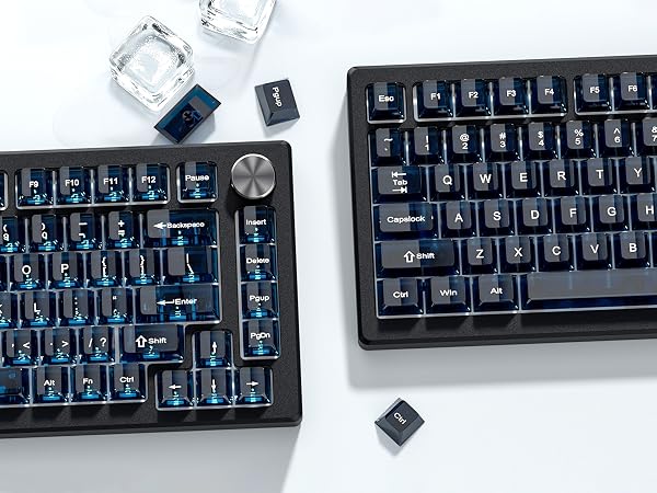 Dark Blue Clear Keyboard keycaps,Transparent keycaps,Crystal Jelly Key Cap Set,Shine Through Key cap