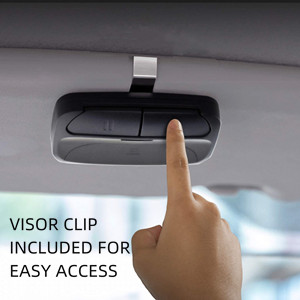 Visor clip, battery, and instruction manual are included. It is convenient to use in car.