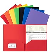Aegero Plastic Folders with Pockets (7 Pack, Assorted Colors), Durable Heavy Duty File Folders wi...