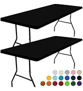 Smiry Rectangle Picnic Table Cloth 2 Pack, Waterproof Elastic Fitted Tablecloths for 6 Foot Table...