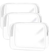 TRODANCE Clear Toiletry Bag, 3 Packs TSA Approved Water resistant Travel Organizer, Airport Airli...