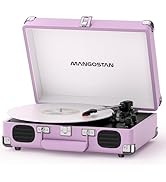 MANGOSTAN Bluetooth Record Player, 3-Speed Belt-Driven Turntable with Built-in Speakers, Vintage ...