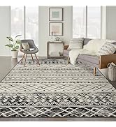 KUTA Moroccan 8x10 Area Rugs Black Navy Blue, Washable Boho Living Room Rug Non-Slip, Ultra Soft ...