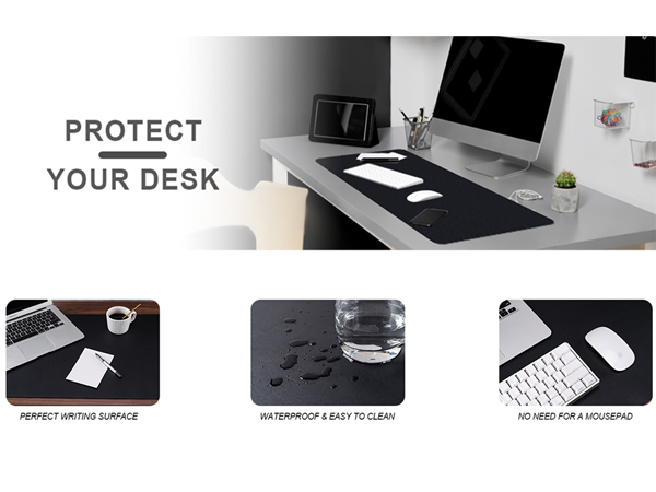 Non-Slip Waterproof PU Leather Desk Pad Protector for Mouse, Writing Desk, Office, Home