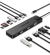 Lemorele 13 in 1 USB C Docking Station Triple Monitor w/Dual HDMI 4K, VGA, 5 USB 3.0/2.0, USB C 3...