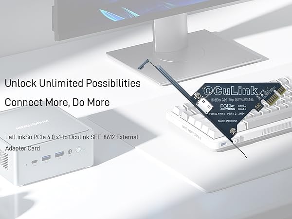 Gen4 PCIe 4.0 x1 to Oculink SFF-8612 External SFF-8611 Adapter Card for NVMe SSD, GPU, eGPU