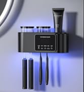 Toothbrush Holder Multi-Function, Electric Toothbrush Holders Wall Mounted with Smart Drying &amp; Cl...