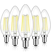 Brightever E12 Candelabra LED Light Bulbs 60 Watt Equivalent, 620 Lumen 6W Clear LED Filament Can...