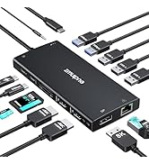 USB C Hub USB C Docking Station Dual Monitor 4K@60Hz+DP 8K@30Hz for Dell HP, Laptop Docking Stati...