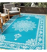 Outdoor Rug 5x8 Ft, Waterproof Plastic Straw Patio Rug, Reversible Backyard Carpet UV Resistant P...