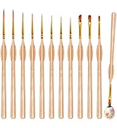Hnncugty Miniature Paint Brushes Set 12pcs, Paint Brushes for Acrylic Painting, Art Supplies for ...