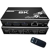 4K/120HZ HDMI KVM Switch, USB 3.0 Switcher, KVM Switcher Support 8K@30Hz, 4K/120HZ, 1080/240HZ, 2...