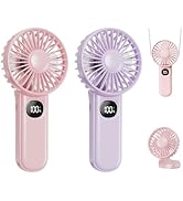 xigmer 2-Pack Mini Portable Handheld Fan, 5 Adjustable Speeds Personal Fan with Lanyard,180° Fold...