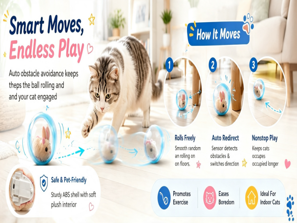 self rolling interactive cat ball