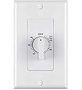 BN-LINK Heavy Duty 60-Minute in-Wall Spring Loaded Countdown Timer, Mechanical Switch,for Bathroo...