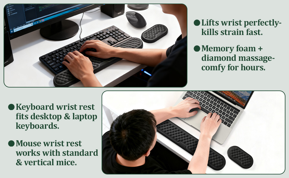 44cm wrist rest set bk