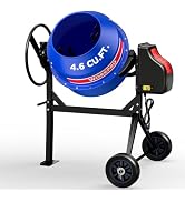 WORKPRO 4.6 Cu.Ft. Electric Cement Mixer, 600W 0.8HP Portable Concrete Mixer with Wheels &amp; Stand ...