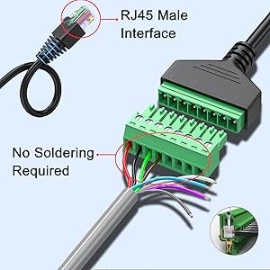 RJ45 Male to 8 Pin Screw Terminal Connector