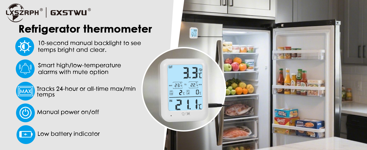 A multifunctional digital refrigerator thermometer