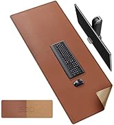 MAIDERN Cork &amp; Leather Large XXL Desk Mat, Dual Sided - Full Desk Mouse Pad, Desk Pad Protector f...