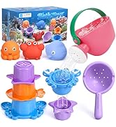 9 PCS Baby Bath Toys for Kids Ages 1-3, Mold Free Toddler Bath Toys for 2-4 with 3 No Hole Ocean ...