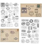 UCEC 2 Sheets 7.87x5.91inch Vintage Postage Stamps, Postcard Silicone Clear Stamps for Crafting, ...