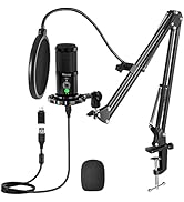 Mercase USB Condenser Microphone, 192KHZ/24Bit Mic kit Plug &amp; Play with Mute Button,Real-time Mon...