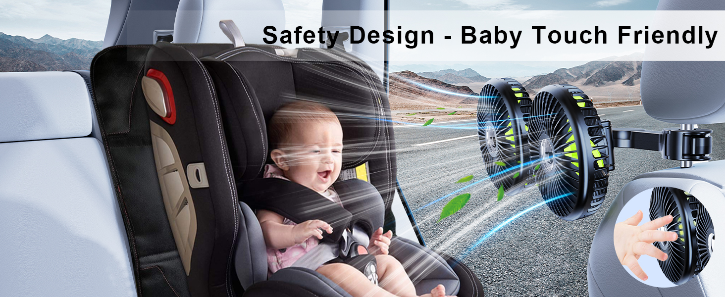 DICMKY Dual Head Car Cooling Fan for Back Seat