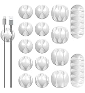 16Pack White Desk Cable Management,Adjustable Cord Organizer Cable Clips,Cable Organizer for Cord...