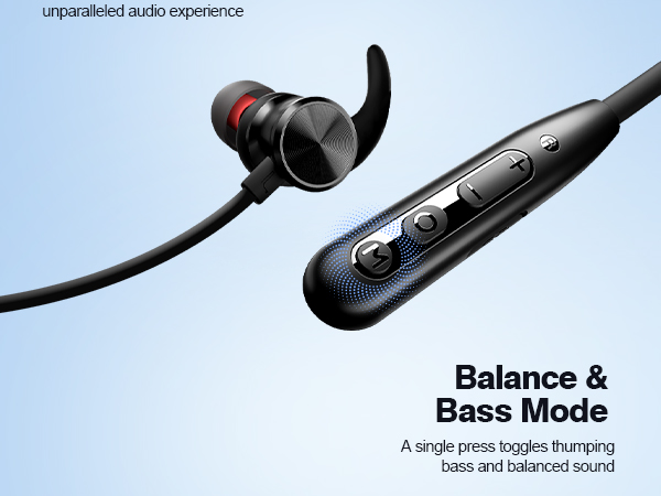 A single press toggles thumping bass and balanced sound.