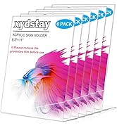 xydstay 6pack 8.5x11 Acrylic, L Shape Clear Plastic, Menu Holder, Unbreakable Table sign holder f...