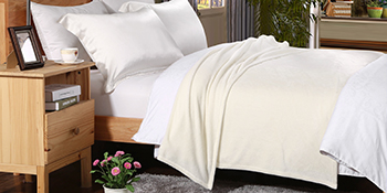 Flannel Fleece Throw Blanket Ivory - Super Soft Plush Microfiber Solid Blanket