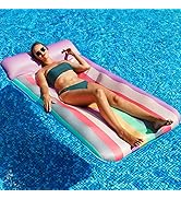 PARENTSWELL Oversized Pool Floats 72" x 38", X-Large, Fabric-Covered Pool Float with Headrest, In...