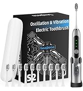 Seapeoa Adult Sonic Electric Toothbrush with 10 Brush Heads, Travel case, and Wall Bracket, Suita...