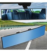Wontolf Rear view Mirror 11.8x3.1 Inch Universal Panoramic Convex Rearview Mirror Interior Clip O...