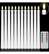 Warmhere 12 Pcs Flameless Taper Candles with Remote Timer, 11" Long Battery Operated Dripping Tap...